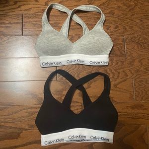 Two Calvin Klein sports bra grey/black